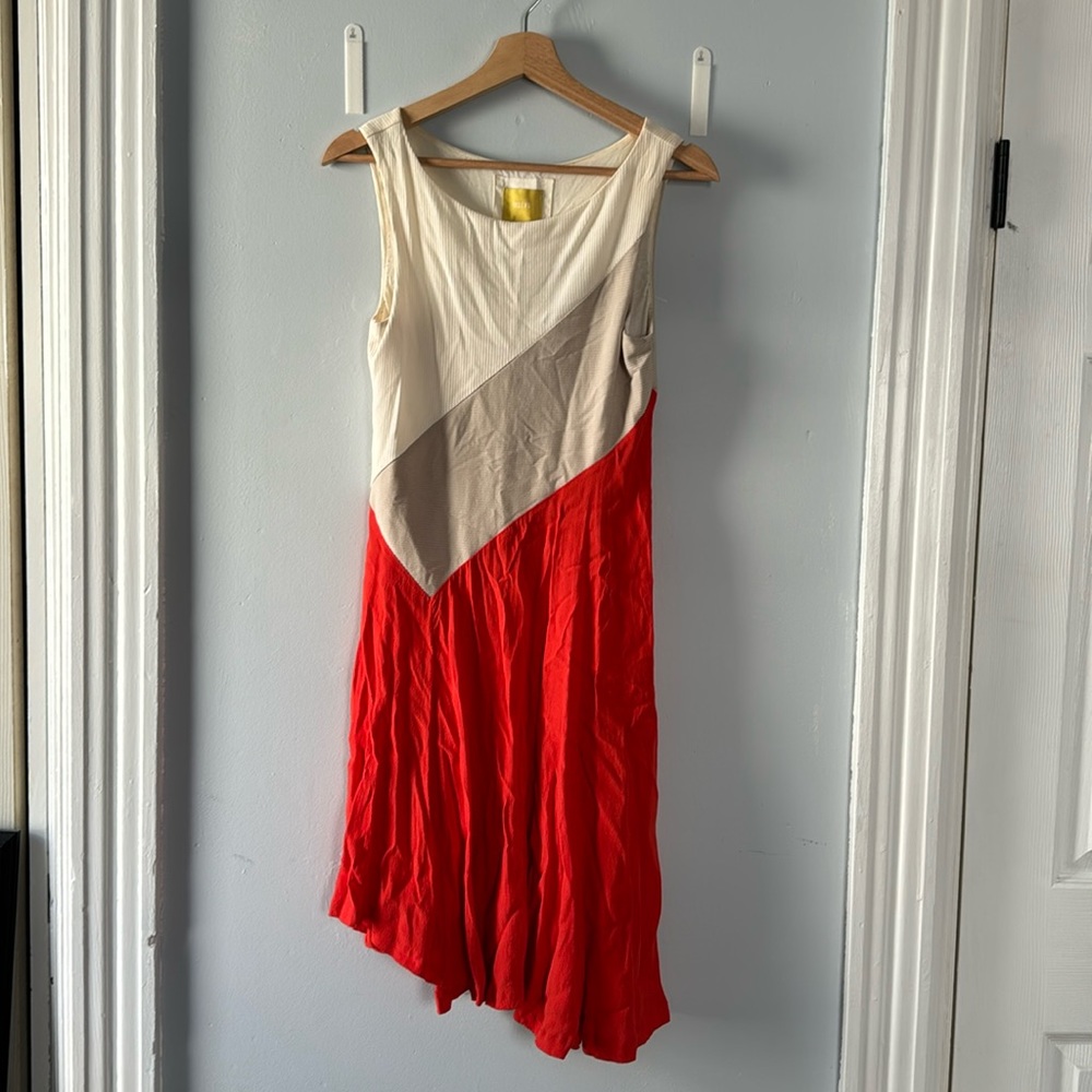Anthropologie Maeve asymmetric color block dress